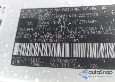 2020 Toyota Highlander Limited из США, поврежденный, VIN 5TDYZRAH7LS024167